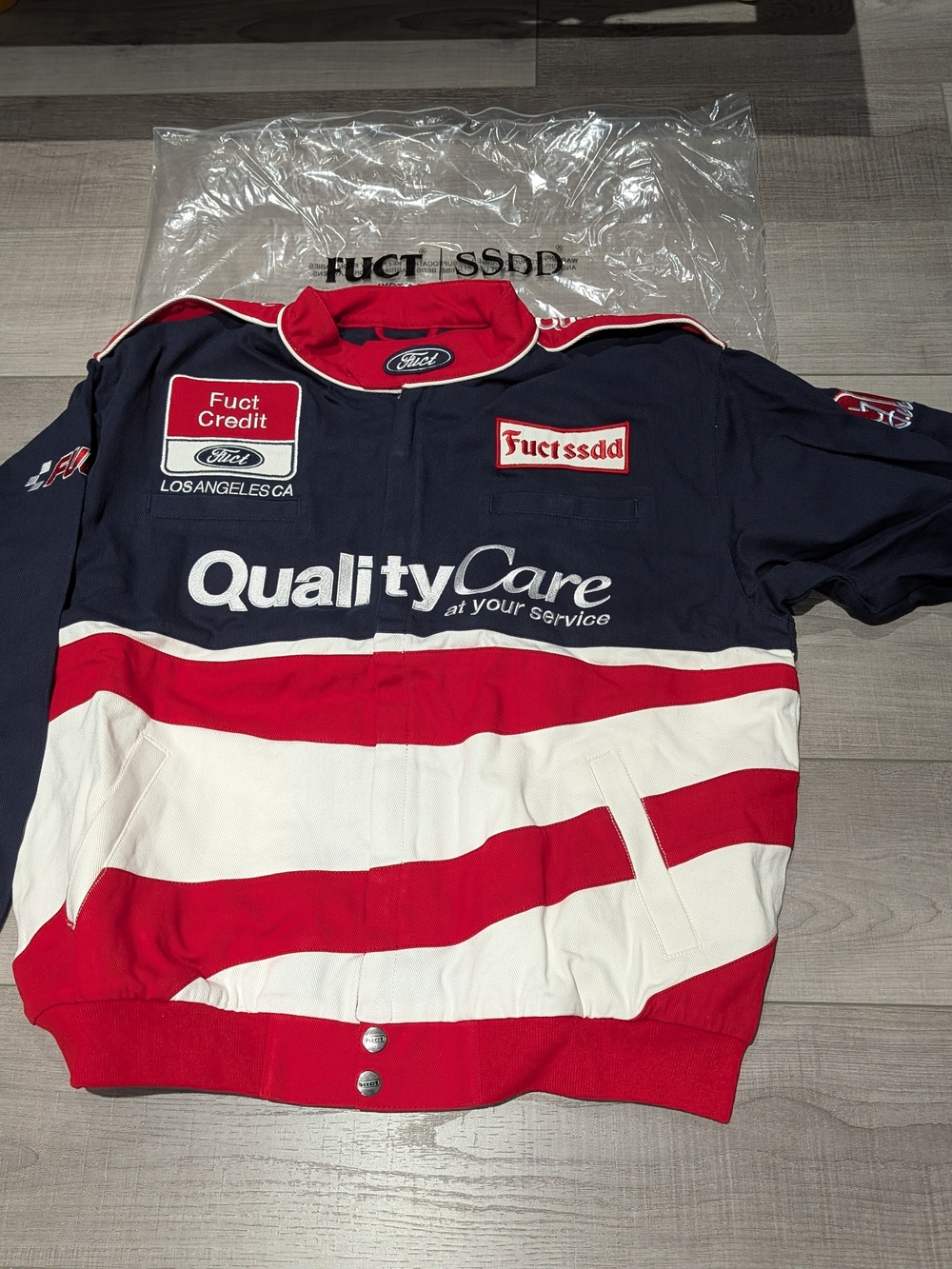 Fuct x SSDD Racing Patchwork Jacket, Size L - Picture 4 of 6